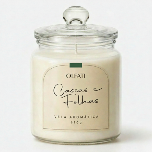 Vela Aromática 610g - Cascas e Folhas - Olfati Candle