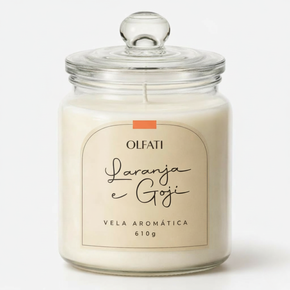 Vela Aromática 610g - Laranja e Goji - Olfati Candle