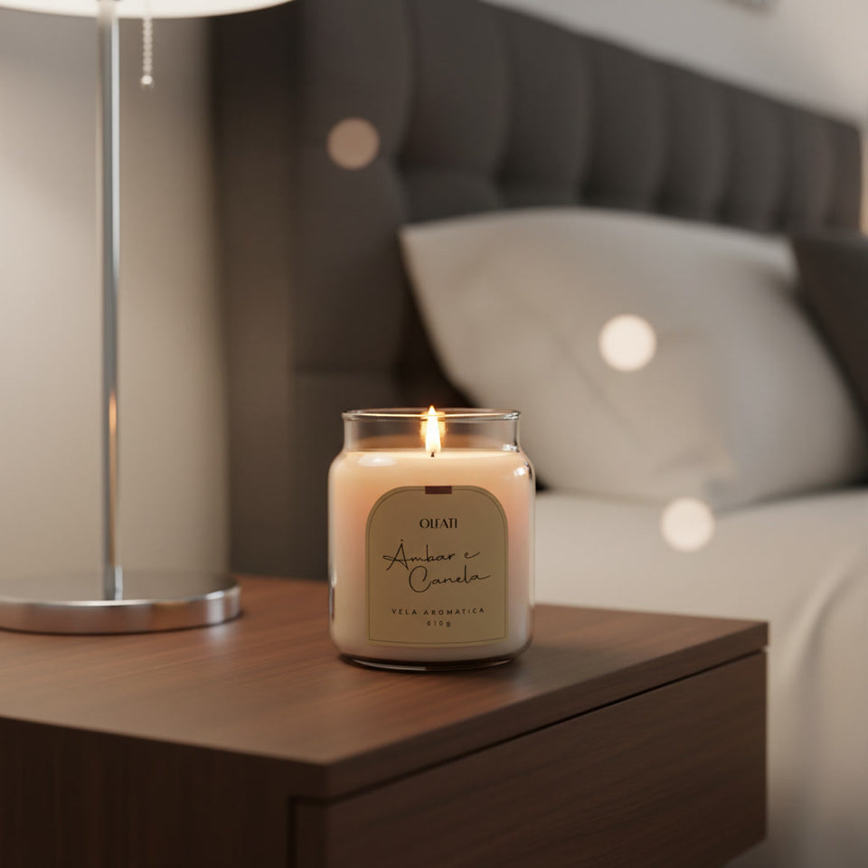 Vela Aromática 610g - Âmbar e Canela - Olfati Candle